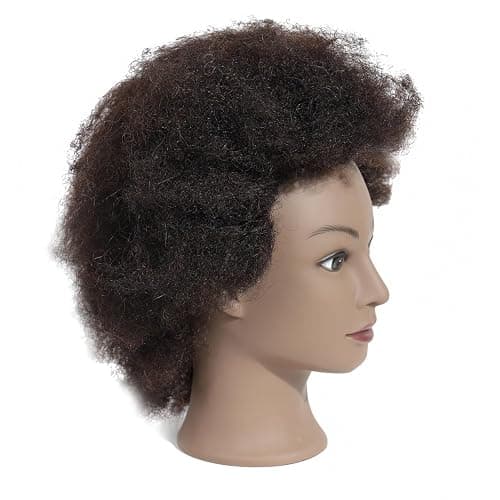 Romance Queen Mannequin Head Human Hair Curly For Black Women Training Head Cosmetology Doll Head for Hairdresser Girls Manikin Head Practice Styling Braiding with Stand thumbnail 4