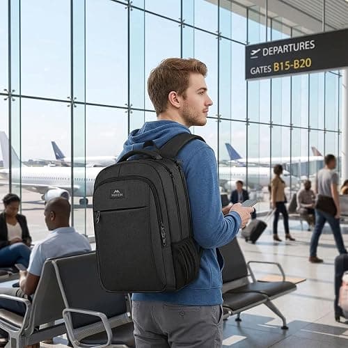 MATEIN Business Laptop Backpack, 15.6 Inch Travel Laptop Bag Rucksack, Water-Resistant Bag Daypack for Work College Computer Men Women Backpack, Black thumbnail 2
