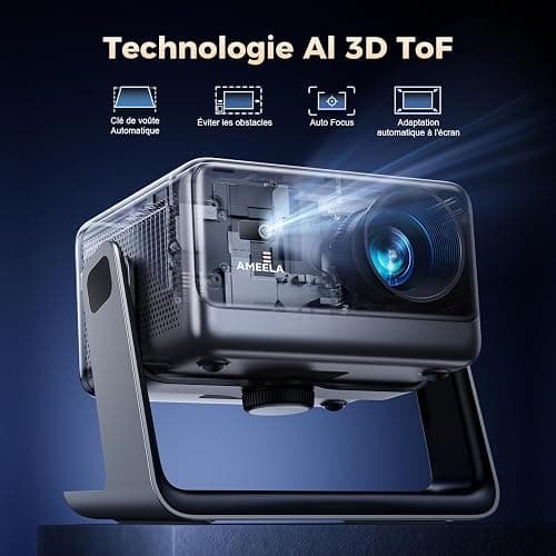 Vidéoprojecteur 30000 Lumens [Netflix & Dolby Audio] Projecteur Video Auto Focus/Keystone WiFi Bluetooth AMEELA Portable Videoprojecteur 4K FHD 1080P HDMI/USB intégré avec Youtube/PrimeVideo thumbnail 4