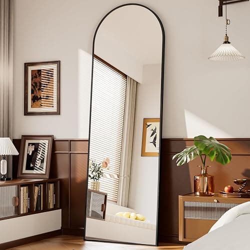 BEAUTYPEAK Full Length Mirror 58"x18", Arched Standing Mirror with Metal Frame, Floor Large Body Mirror for Bedroom, Entry, Bedroom, Living Room, Black thumbnail 7