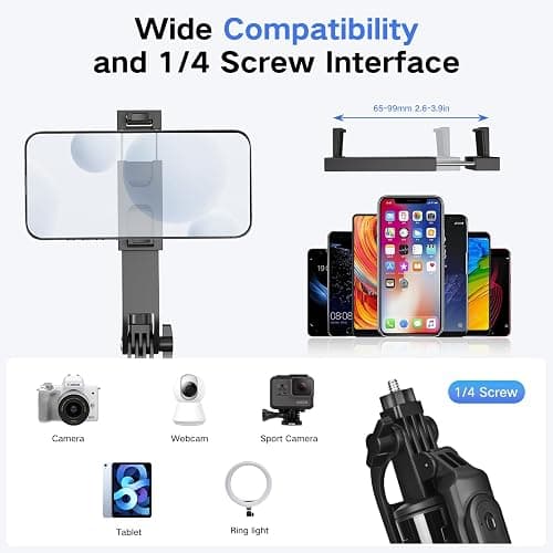 Vlogging Kit for iPhone/Android, Metal Selfie Stick Tripod for iPhone with Light and Microphone,70 inch Tall Adjustable Phone Tripod for TikTok/YouTube Starter Content Creator Essentials Kit thumbnail 5