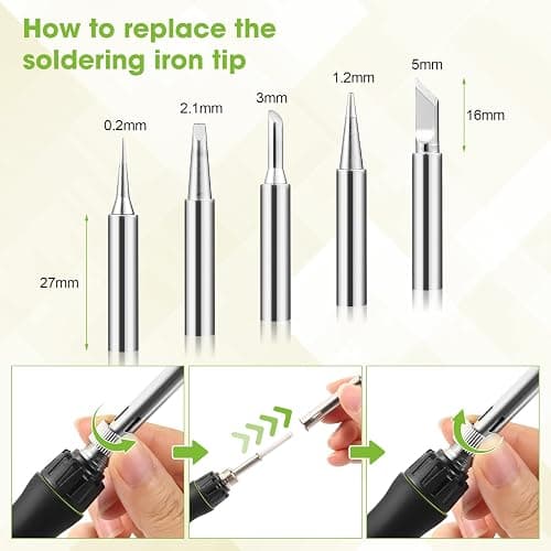 Soldering Iron Kit, 100W LED Digital Solder Gun kits with Ceramic Heater, Adjustable Temperature Welding Tools with Tips, Wick Braid, Stand, Solders Wire, Sponge, Flux Paste thumbnail 3