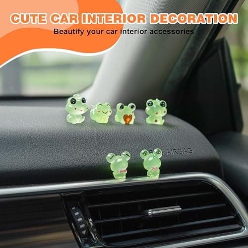 Rislobx Luminous Frog Car Dashboard Decor, 6PCS Fun Frog Car Dash Decorations Car Rear View Mirror Ornament Interior Accessories for Home Office thumbnail 3