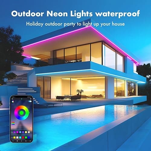 SILFU Neon Rope Lights, 50FT RGB LED Strip Lights, Waterproof IP67 LED Lights for Bedroom, DIY Design, Music Sync, 44 Key Remote Control, Multiple Modes for Bedroom, Holiday Decoration thumbnail 7