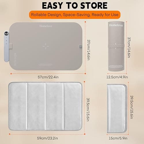 Homelove Food Warming Mat Waterproof - Electric Warming Tray with 6-Level Temperature and Hours Setting, Full Surface Graphene Heating, Dishwasher-Friendly Food Warmer Mat for Parties, Kitchen (Khaki) thumbnail 2