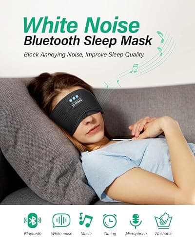 LC-dolida Sleep Headphones, White Noise Bluetooth Sleep Mask 3D Wireless Eye Mask Sleeping Headphones, Sleep Mask with Bluetooth Headphones for Side Sleepers Travel Yoga, Cool Gifts thumbnail 4