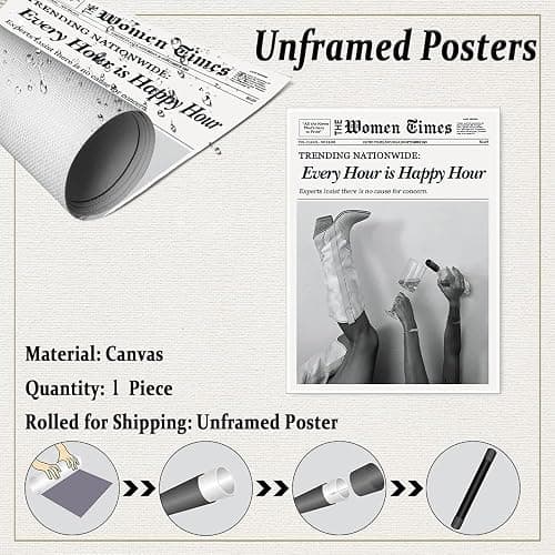 Trendy NewsPaper Wall Art - Coastal Girls Poster - Girls Just Wanna Have Fun -Vintage Bar Cart Art - College Apartment Decor Funky Wall Art - Preppy Decor Cocktail Poster 12x16in Unframed thumbnail 2