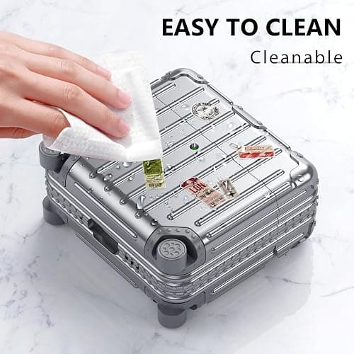 KOREDA Compatible with AirPods 4 Case Cover, Funny Suitcase Design Case for Airpods 4th Generation 2024, Cute Fashion Protective Hard Case with Cleaner Kit & Keychain (Silver) thumbnail 5
