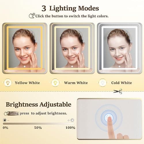 EnHomee Vanity Desk with Mirror and Lights, 43" White Makeup Vanity Desk with 5 Drawers & 2 RGB Glass Cabinets, Adjustable 3 LED Lights for Bedroom, Farmhouse Dressing Table for Women thumbnail 3