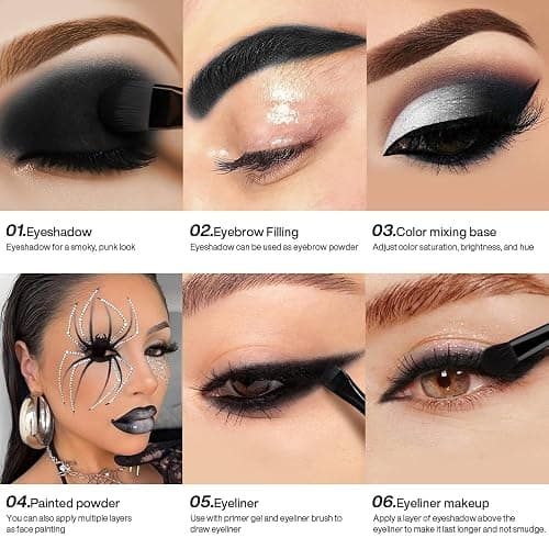 ecofavor Black Matte Eyeshadow Single with Applicator, High Pigment Long-Lasting Waterproof Matte Black Eye Makeup for Smokey Eyeshadow, Eyeliner, Gothic, Dramatic Looks, and Halloween Costume Makeup thumbnail 3