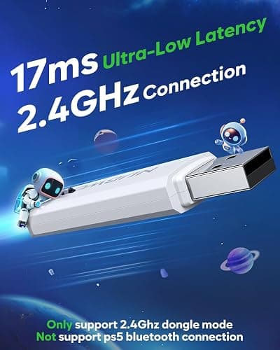 NUBWO G06 Pro Wireless Gaming Headset with Charging Station for Headset & PS5 Controller, 17ms Low Latency, 120H Battery Life, Dynamic 50mm Drivers-White (Only Compatible with PS5) thumbnail 4