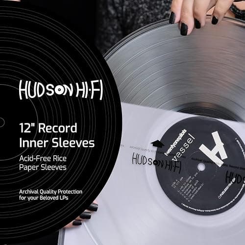 Hudson Hi-Fi Anti-Static Vinyl Record Inner Sleeves 100 Pack - Durable Clear Disc Sleeves- Protect Your LP Albums from Scratches, Dust & Dirt - Acid-Free Rice Paper Interior Disc Covers thumbnail 3