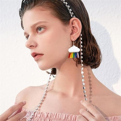 ONLYJUMP Cute Clouds Lightning Bolt Earrings for Women Creative Acrylic Transparent Earrings Lovely Clouds Rainbow Lightning Raindrop Earrings Cartoon Sweet Funny Earrings thumbnail 5