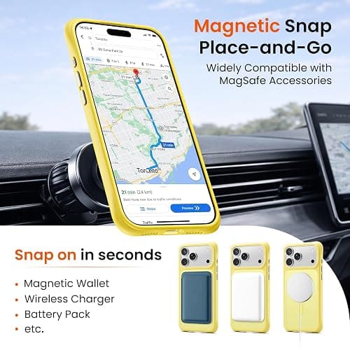 ORNARTO Magnetic for iPhone 17 Pro Max Case, 20FT Military-Grade Drop Protection, Compatible with MagSafe, Slim Shockproof Translucent Matte Phone Case for iPhone 17 Pro Max 6.9", Light Yellow thumbnail 7