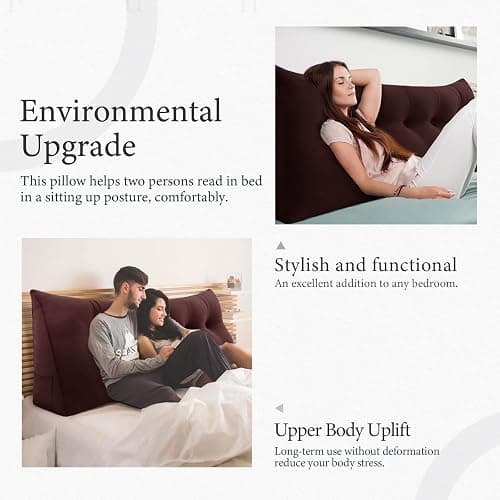 Rucener 8 lbs Thickened Twin Wedge Pillow Headboard College Dorm Bed Velvet Wedge Pillow Backrest Support Triangular Headboard Pillows with Side Pocket, Dorm Bedding Essentials for Girls & Boys thumbnail 5