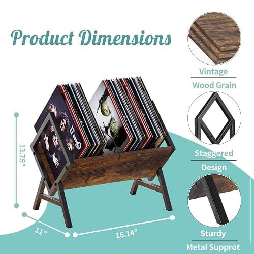 VonDream Vinyl Record Storage Holder, Space Saving Record Holder for 12 Inch Albums, Album Vinyl Record Holder Organizes & Protects Your Collection thumbnail 2