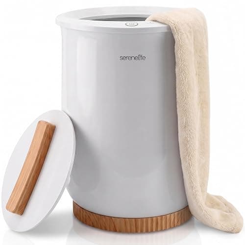 SereneLife Bucket Towel Warmers, White Large Towel Warmer for Spa and Bathroom, Luxury Towel Heater Gifts for Him & Her, Auto Shut-Off, Fits 2 large, Blankets, Bathrobes, PJ's - Image 1