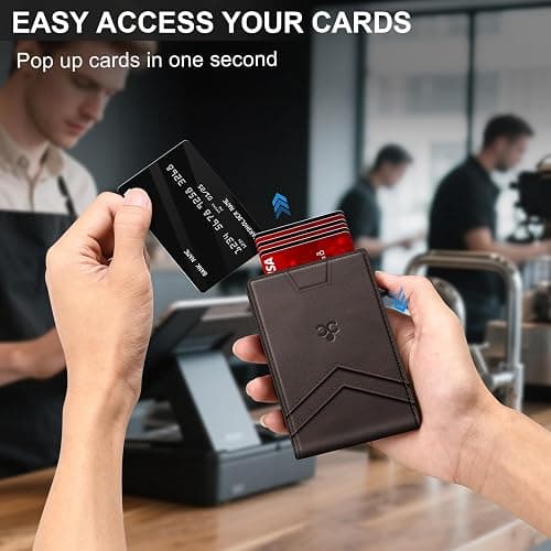 Wallet for Men Wallet with Slim Pop Up Card Holder for 12-14 Cards, RFID Blocking Bifold Minimalist Smart Wallet, Credit Card Holder with ID Window & Cash Slot, Compact Metal Card Case, Gifts for Men thumbnail 5