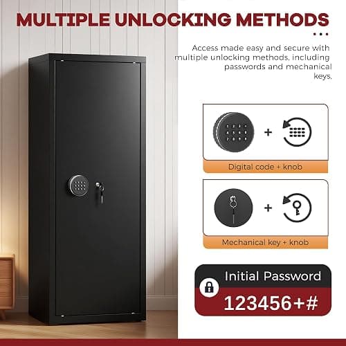 Bonusall 12-15 Gun Safe for Rifles,Fireproof Gun Safe for Rifles and Pistols,Rifle Safes for Home with Digital Keypad,Adjustable Shelves & Handgun Pockets thumbnail 5