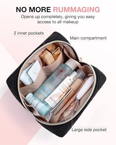 BAGSMART Small Makeup Bag, Travel Cosmetic Bag Make Up Pouch Small Travel Zipper Pouch,Water-resistant Toiletry Bag,Makeup Organizer Bag for Women, Black thumbnail 6