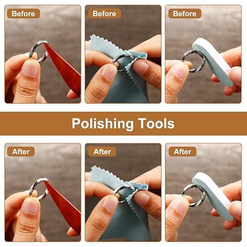 11 Pieces Us UK Ring Mandrel Set, Size 1-13 with Half Size Ring Sizer Gauge Jewelry Mandrel Jewelry Hammer Adjuster Polishing Cloth Polishing Stick Polished Agate Knife Measuring Tool(Black) thumbnail 6