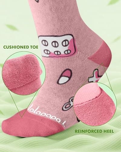 Lalapapa Bamboo Viscose Compression Socks for Women Men 2 Pairs 15-20mmHg Knee High Compression Socks Travel Nurse thumbnail 4