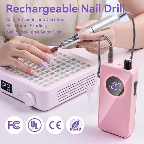 Makartt Rechargeable Nail Drill – 35000RPM Electric Nail File,Portable E File for Gel Nail Shaping & Removal, Quiet, Lightweight, 6H Battery, Easy to Use for Home & Salon, YEEYAN thumbnail 6