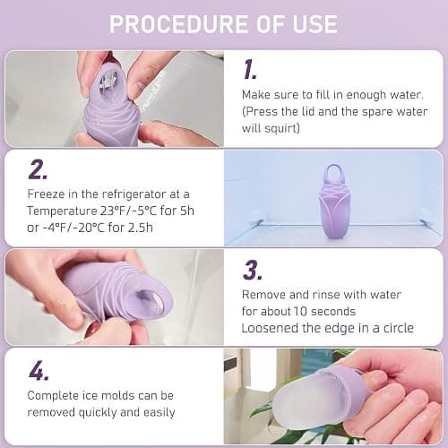3 Pcs Facial Ice Roller Silicone Mold Reusable for Face Women and Eye Neck Cold Skin Care Tools Freezer De Puff Eye Bags Reduce Migraine Pain Pink 1 + Purple 2 thumbnail 7