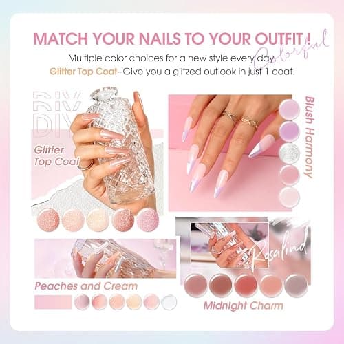 ROSALIND 24pcs Jelly Gel Polish Set with Gel Base and Matte Glossy Glitter Top Coat, 20 Colors Neutral Jelly Pink nude Sheer White Color Soak Off UV Gel Set Salon DIY thumbnail 4