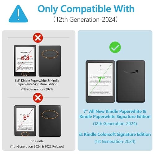 TaIYanG Case for 7" All-New Kindle Paperwhite (12th Generation 2024) & Kindle Colorsoft Signature Edition 2024, Lightweight Slim Smart PU Leather Cover with Auto Sleep Wake, Light Blue thumbnail 2