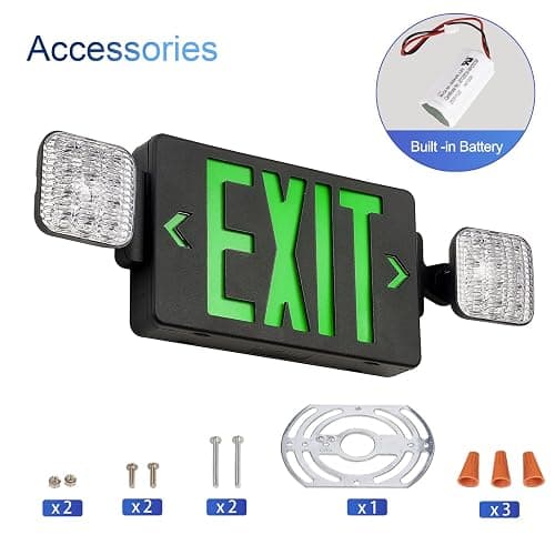 TANLUX Black Housing Exit Sign with Emergency Lights, LED Emergency Exit Light with Battery Backup, UL Listed, AC 120/277V, Commercial Emergency Lights Combo for Business - 1 Pack thumbnail 4