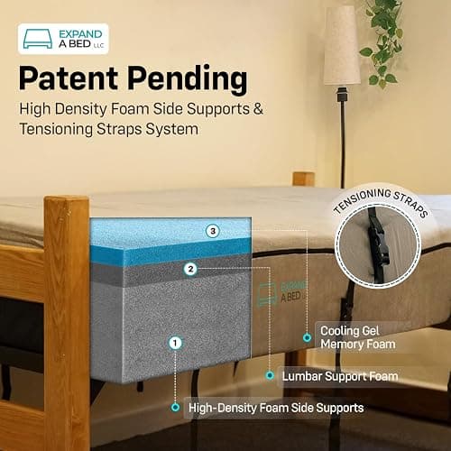 3 Inch Twin XL Mattress Topper by Expand a Bed - Lumbar Support for Back Comfort & Better Sleep - Expands 8 Inches in Width, Breathable, Medium-Firm Cooling Gel Memory Foam Topper with Washable Cover thumbnail 3
