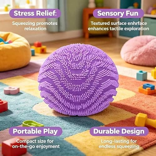Fuzz Ball Squishy Stress Ball, Stress Fun Desk Fuzz Squeeze Ball, Squishy Ball Calming Tactile Grip for Focus & Relaxation (Purple) thumbnail 5