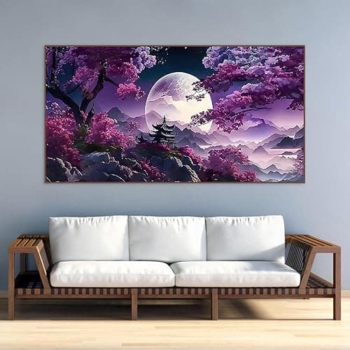 BOHADIY 5D Large Diamond Art Painting,Moon Diamond Painting Kits for Adults,DIY Full Drill Mountain Crystal Rhinestone Arts and Crafts,Tree Gem Art Painting with Diamond Home Wall Decor27.5 X 15.7inch thumbnail 3