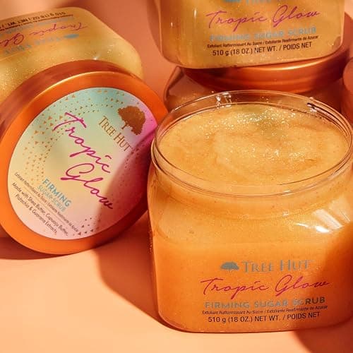 Tree Hut Tropic Glow Shea Sugar Scrub, Exfoliating & Hydrating Body Scrub with Shea Butter, Radiant Glow, Warm Scent, 18 oz - Image 1
