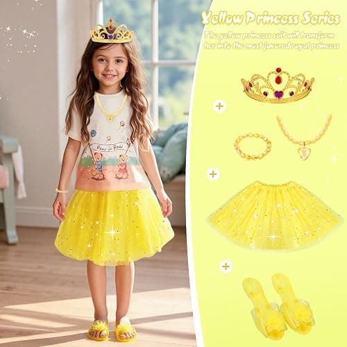 Meland Princess Dress Up for Girls - Dress Up Clothes with Shoes & Skirts, Princess Toys for Toddler Girl 3,4,5,6 Years thumbnail 4