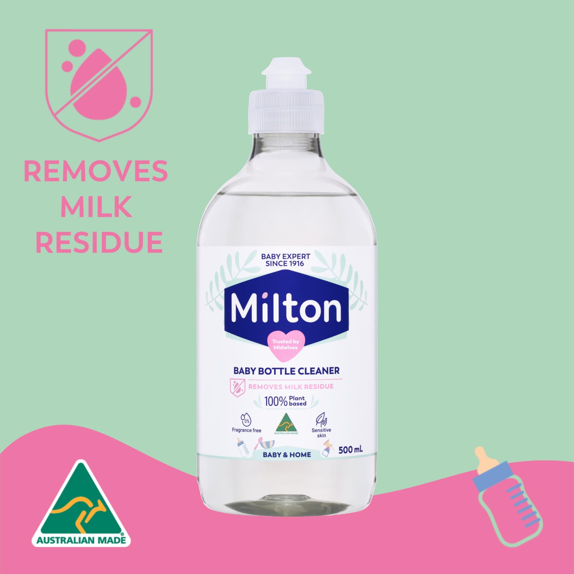 Milton Baby Bottle Cleaner ; Removes Milk Residue ; 100 Percentage Plant-based ; Australian Made ; 500ml thumbnail 3