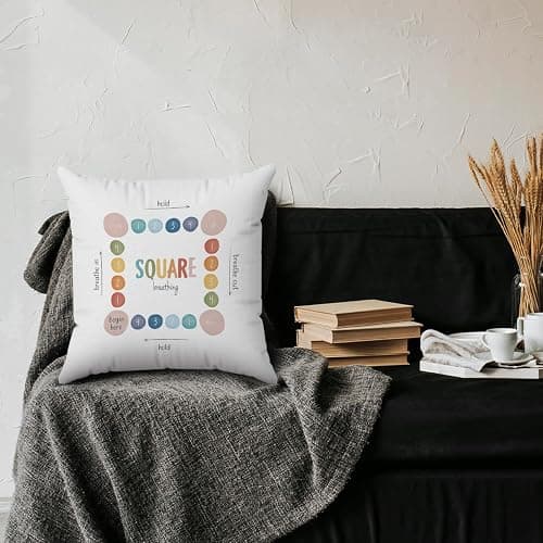 Counseling Office mental health decor feelings pillow covers 18x18, Calm Down Corner Supplies Decor, Counseling Office Must Haves, classroom calming corner kids School Psychology Therapist Gifts - White thumbnail 6
