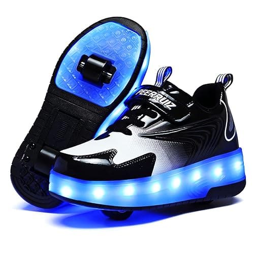 GIMKOUNN Roller Shoes Girls Sneakers USB Rechargeable 2 Wheels Shoes Roller Skates for Beginner Trainers 16 Modes LED Light Up Flashing Sneaker for Unisex Kids Skate Boys Stylish Footwear Gifts - Image 1