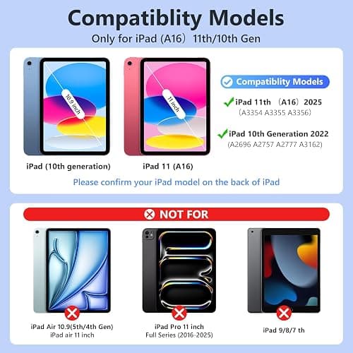 FUWANG Touch Keyboard Case for iPad (A16) 11th Generation 11 inch 2025&10th Gen 10.9 inch 2022, 360° Rotate for iPad 10th Generation Case with Keyboard, Backlit Keyboard Case with Pencil Holder, Blue thumbnail 2
