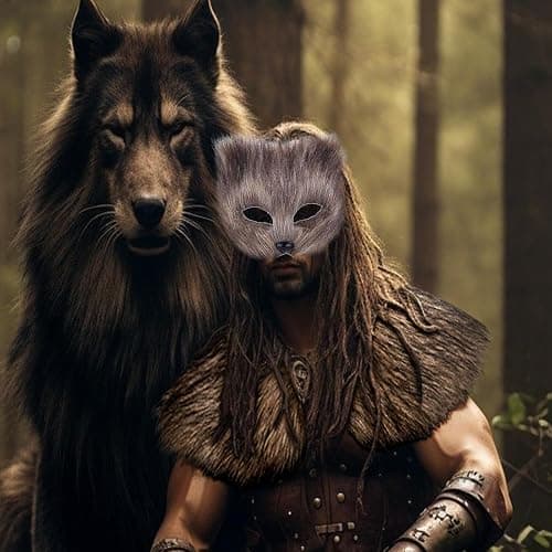 Valpeak Therian Mask and Tail Set for Girls Halloween Cat Mask Tail Cosplay Fox Mask Wolf Tail Over 1 Years Old thumbnail 6