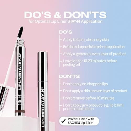 Sacheu Lip Liner STAY-N Peel Off Lip Stain — Long Lasting Waterproof Lip Tint with Hyaluronic Acid & Vitamin E — Transfer Proof Matte Finish, Vegan & Cruelty-Free (p-INKED & Bunny Ear) thumbnail 7
