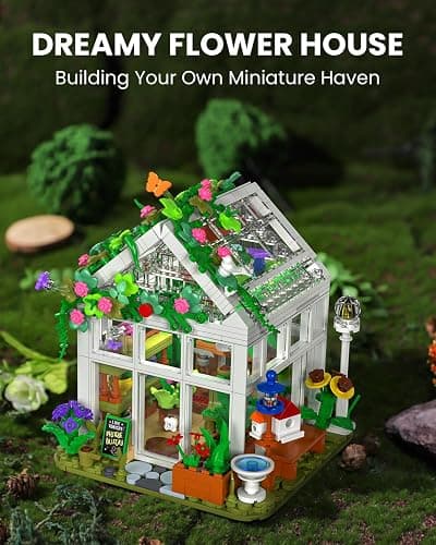 GEVINST Flower House Set for Adults Building Sets with Led Light, for Home Display Decoration, Greenhouse Model Kit, Xmas Gifts for Adults Teens Girls Friends Ages 8+ (779 Pieces) thumbnail 5