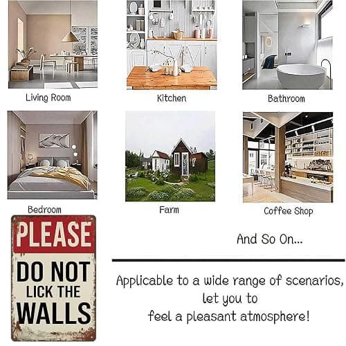 Vintage Metal Tin Sign Please Do Not Lick The Walls Posters Wall Art for Dorm Home Office Room Decor 8X12inch thumbnail 7