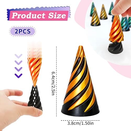 2 Pcs Impossible 3D Spiral, Pyramid Fidget Toy, 3D Printed Pass Through Fidgets for Home Office Decoration and Gifts thumbnail 2