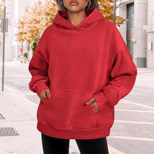 Baimiu Womens Oversized Acid Wash Hoodie Unisex Heavyweight Fleece Hoodies Men Vintage Washed Sweatshirt Fall Y2k Outfits thumbnail 3