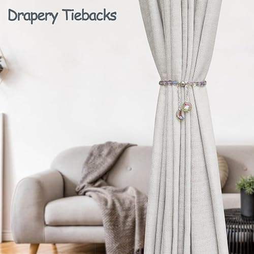 PEDOBO Magnetic Curtain Tiebacks, 2 Pack Crystal Beaded Sun & Moon Pendants Sheers/Draperies Holdbacks for Window Home Office Decor (Purple) thumbnail 6