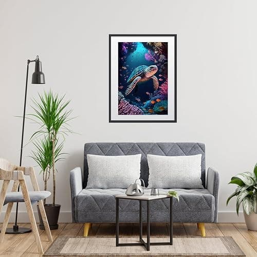 HEIBAGO 5D Diamond Art Painting Kits for Adults, Sea Turtle Diamond Painting Kits for Beginners, Full Drill Round Diamond Dots Kits Animal Painting Craft for Home Art Decor 30x40cm thumbnail 3