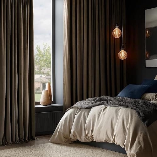HPD Half Price Drapes Signature Velvet Thermal Blackout Curtains for Living Room 108 Inch Long (1 Panel) Rod Pocket Insulated Blackout Curtains for Bedroom Window Curtains, 100W x 108L, Java thumbnail 3