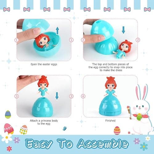 Uiseba 12 PCS Princess Prefilled Easter Eggs, Easter Basket Stuffer,Hunt Gifts for Kids, Classroom Prize and Party Favors thumbnail 5